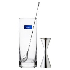 착한살림 슬림 지거 계량컵 30ml 60ml + 바스푼 30cm + 하이볼 320ml 세트, 혼합색상, 1세트