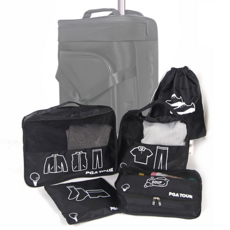 PGA TOUR 旅行用行李箱收納袋5件組, 黑色