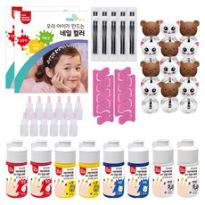NBBEBE 兒童化妝品DIY美甲套組, 2組, 4色+空瓶6p+攪拌容器6p+攪拌刷10p+包頭