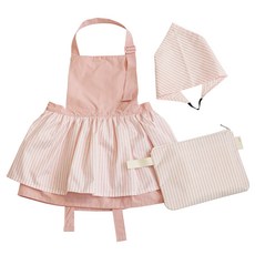 SEMOMS 女童荷葉邊圍裙+頭巾+收納包組