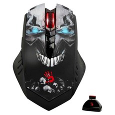 A4TECH 雙飛燕 bloodY 血手幽靈 光微動無線鋰電池遊戲鼠 0.2秒極速反應 4000 CPI五段切換 免換電池, A4MS-R80, 黑色