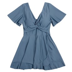 女款大尺碼扭結造型連身泳衣