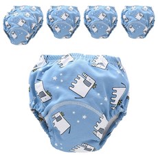 我家寶貝 6層紗寶寶學習褲, 藍底大象, 6件
