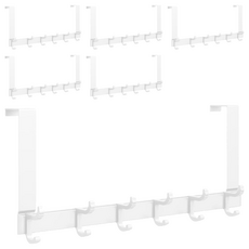 妃妃嚴選 太空鋁門後掛鈎 加長6鈎, 經典白, 6個