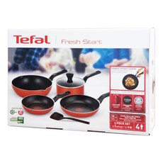Tefal 特福 波爾多系列 不沾鍋具組 6入, 26公分萬用鍋 + 20公分煎鍋 + 24公分煎鍋 + 18公分單柄鍋含蓋 + 鏟子, Red, 1組