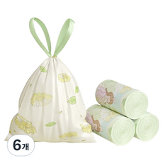 타미나요 플라워 비닐파우치 그린플라워 18p, 6개, 15L