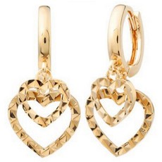 勞爾斯頓 女性用 拉烏斯通 14K 金針 切面愛心 圈式一鍵扣垂墜 閃耀愛心耳環 JK186 + 盒子