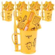 WEDENT 威登 兒童牙刷 6~8歲 + 漱口杯 + 沙漏組 黃色, 5套