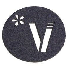 레이저 커팅 펠트컵받침 이니셜 V, 1개, 네이비
