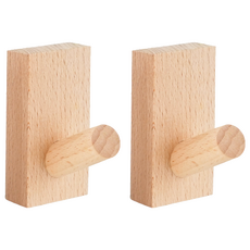 Sunland 北歐實木簡約掛鉤 櫸木 附4組螺絲組 2個 8 x 4 x 6cm 100g, 1組
