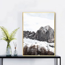Mabel In Home 室內裝飾特色畫作 風景畫 White Mountain A 鋁製畫框海報組, 金色