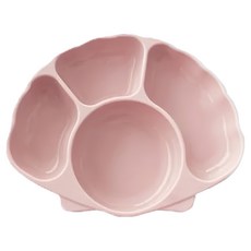 tgm 粉彩白金矽膠貝殼吸盤餐盤, 強吸附力, 寬大吸盤, 珊瑚粉, 1個