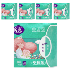良爽 草本植物超薄透氣衛生棉 護墊, 5包, 20片, 16cm