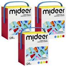 mideer 可水洗大錐頭水彩筆 MD1550 3歲以上適用, 24色, 3盒