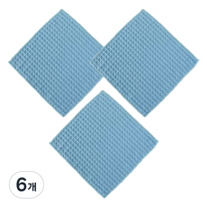 소니오 와플 소프트 핸드타월 30 x 30 cm, 01 블루, 6개