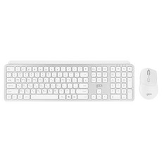 지클릭커 오피스프로 인체공학 펜타 무선 키보드 무소음 마우스 세트, 실버+화이트, 일반형, WMK20