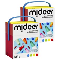 mideer 可水洗大錐頭水彩筆 MD1550 3歲以上適用, 24色, 2盒