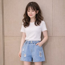 Starbean 女童亮點破損牛仔短褲