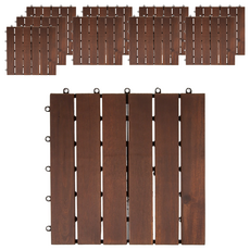 Tamsaa 組裝式洋槐實木地板, Set 10入, 深棕色