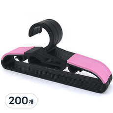 Happy Home 幼兒用防滑衣架, 黑色粉紅色, 200個