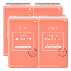 내츄럴코튼 시그니처 팬티라이너, 슈퍼롱, 26개입, 4개