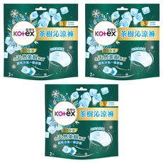 Kotex 靠得住 茶樹沁涼褲 褲型衛生棉, L 28~40吋, 2片, 3包