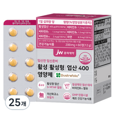 JW중외제약 활성 엽산 400 영양제, 60정, 25개