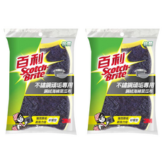 3M Scotch-Brite 百利 鋼絨海綿菜瓜布 好握型 M20071, 2入, 2包