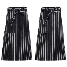 Kitchen Awesome 主廚風格條紋圍裙, 黑色, 2入
