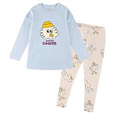 milk mile 童款小鴨插圖長袖上衣+長褲組