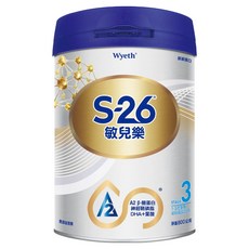 Wyeth 惠氏 S-26 敏兒樂 幼兒成長配方奶粉 A2牛乳源 含神經鞘磷脂和DHA 易消化 3號, 800g, 1罐