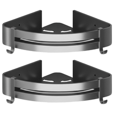 浴室收納3角置物架 單層, 2個, 銀灰色