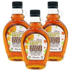 골든드롭 100% 유기농 메이플 시럽 캐나다 A등릅 다크로부스트, 250ml, 3개