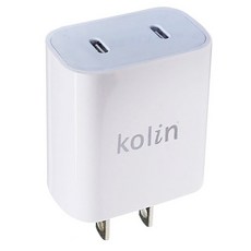 Kolin 歌林 Dual Port USB Type C 充電器 PD Fast Charging 3.4A 白色 KEX-DLAU27