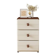 SC優選 加厚抽屜式 臥室床頭兒童衣櫃 45面寬 白頂 3層 醜萌狗 奶咖