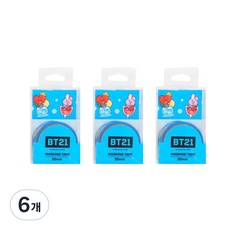 STUDIO EIGHT LINE FRIENDS BT21 紙膠帶 30mm, 藍色, 6個