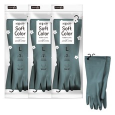명진 소프트컬러 고무장갑, 다크그린, 대(L), 3세트