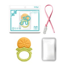 ange 寶寶造型磨牙玩具組 柳橙戒指款, 1個, 錶殼 + 錶帶, 混色