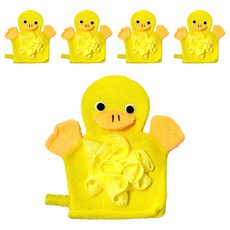 兒童動物搓澡手套, 黃色小鴨, 1入, 5個