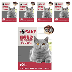 SAKE 細球礦砂 10L (6kg) 低粉塵 貓砂, 5袋, 咖啡