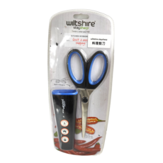 Wiltshire 專利磨刀鞘 + 剪刀組 stay sharp 廚房剪刀, 藍色 + 黑色, 1組