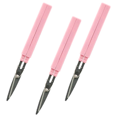 STICKYLE 塗氟不沾黏攜帶型開箱拆信剪刀, 2way剪刀設計, 細長握柄設計, 筆型設計, 單手操作, 粉紅色, 3支