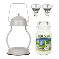 YANKEE CANDLE 造型融燭燈+香氛蠟燭 L號+燈泡 2入, 蠟燭（清潔棉），溫暖（城市）