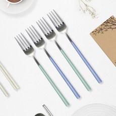 RAONNURI Reve 可用於洗碗機的彩色叉子 2款 x 2入組, 1套, 天空藍, 薄荷綠