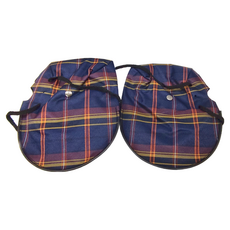 Junying Fang 立體機車手把套 尼龍防水布, 藍紅格, 1雙