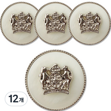 Button King 東大門鈕扣王 皇冠C 鈕扣 18mm, 白色鎳, 12個