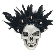 Partybok 黑髮骷髏頭面具, 白色的