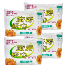 百吉牌 廚房紙巾, 捲筒式, 60組x6捲, 不含螢光劑, 吸油性吸水性加強50%, 6捲, 4袋
