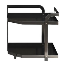 德利生活 金屬角落置物收納鍋架 二層 可調式 高承重, 黑色, 1個