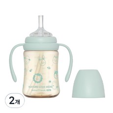 네이쳐러브메레 애니멀 프렌즈 PPSU 빨대컵, 민트후레쉬, 2개, 210ml